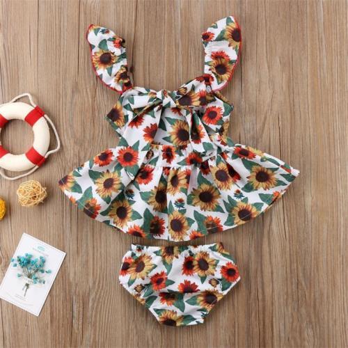 Newborn Kids Girls Print Dresses