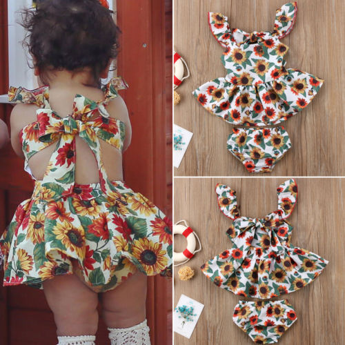 Newborn Kids Girls Print Dresses