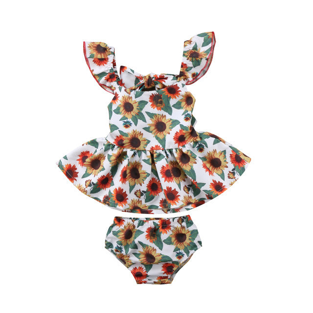 Newborn Kids Girls Print Dresses