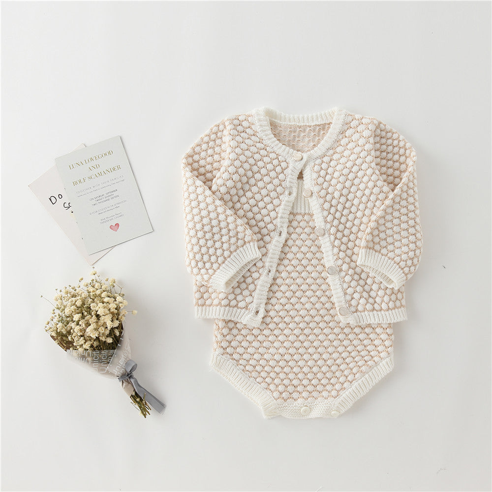 Baby Romper with Cardigan Set