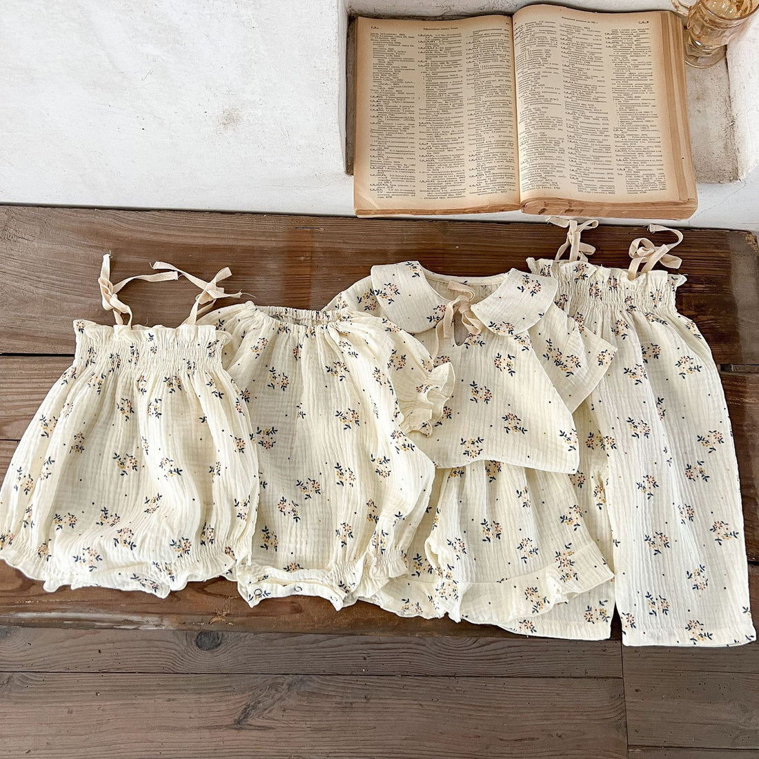 Girls' Summer Cotton Floral Sling Romper