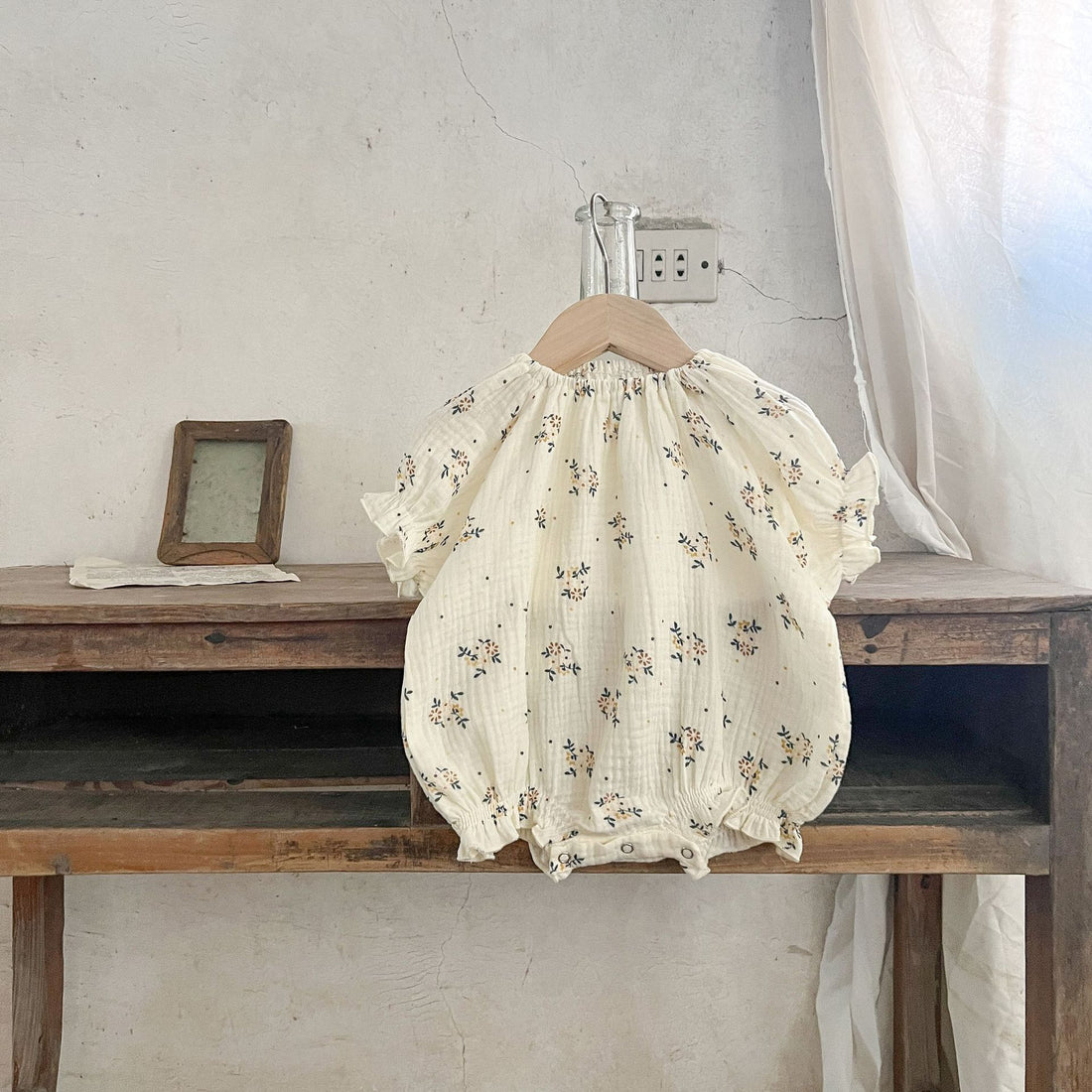 Girls' Summer Cotton Floral Sling Romper