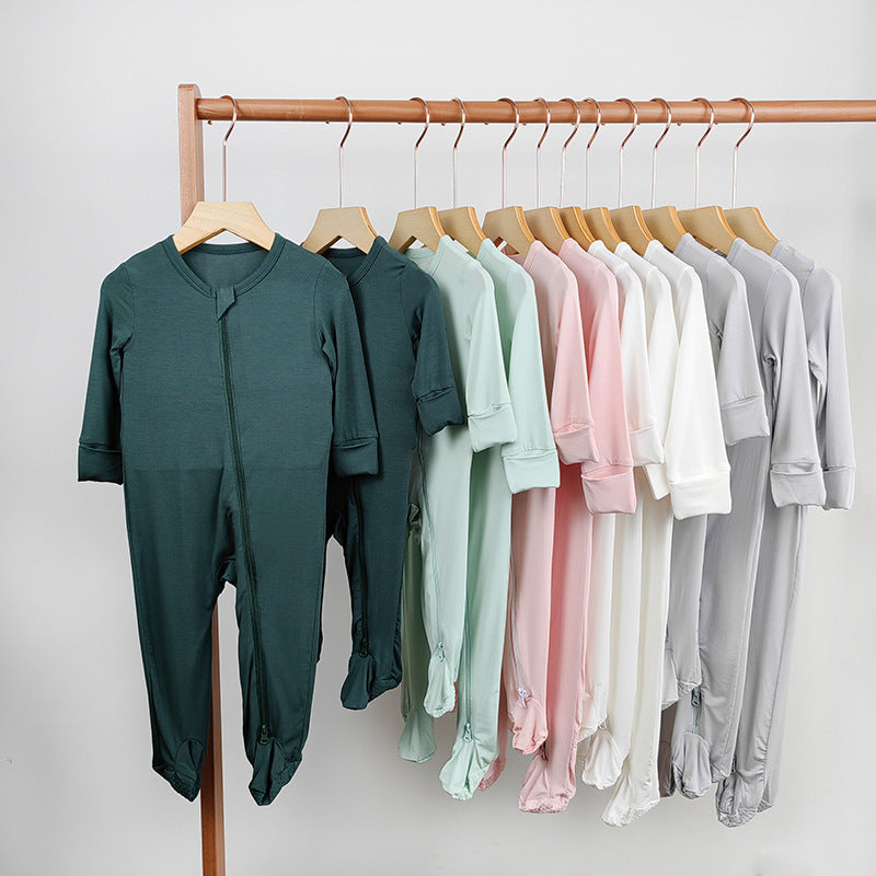 Solid Color Baby's Bamboo Fiber Romper